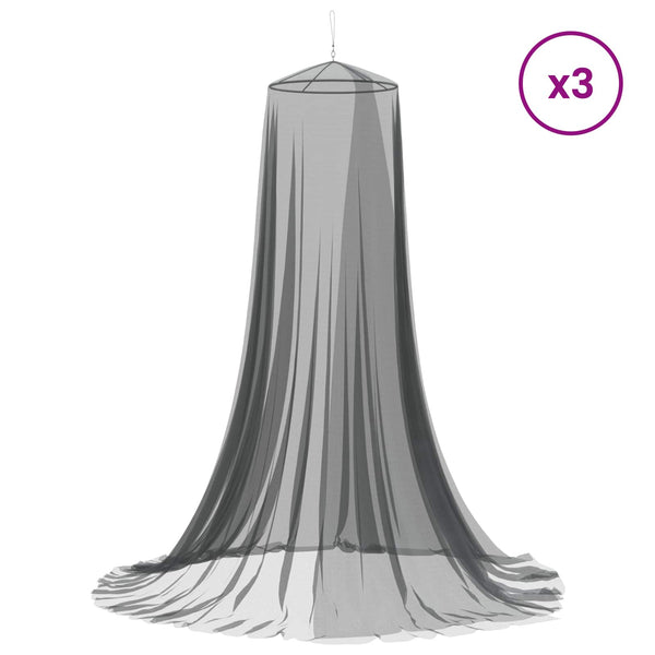 Hyttysverkko sängylle 3 kpl 156 mesh Musta ⌀56 x 220 cm