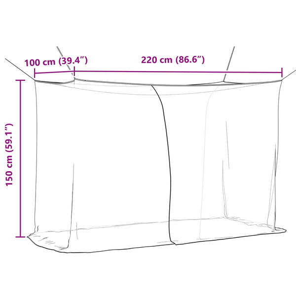 Hyttysverkko sängylle 3 kpl 156 mesh Musta 220 x 100 x 150 cm