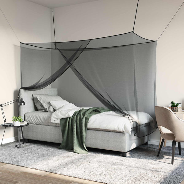 Hyttysverkko sängylle 3 kpl 156 mesh Musta 220 x 120 x 150 cm