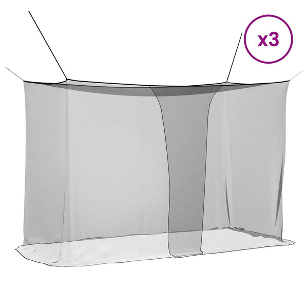 Hyttysverkko sängylle 3 kpl 156 mesh Musta 220 x 120 x 150 cm