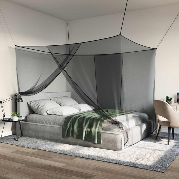 Hyttysverkko sängylle 3 kpl 156 mesh Musta 220 x 150 x 180 cm