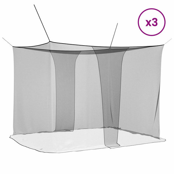 Hyttysverkko sängylle 3 kpl 156 mesh Musta 220 x 200 x 210 cm