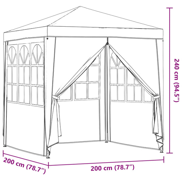 Juhlateltta 200 x 200 x 240 cm Punainen PE ja teräs