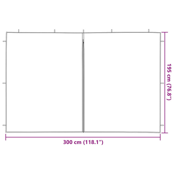 Juhlateltan sivuseinä 2 kpl 300 x 195 cm Punainen PE ja teräs
