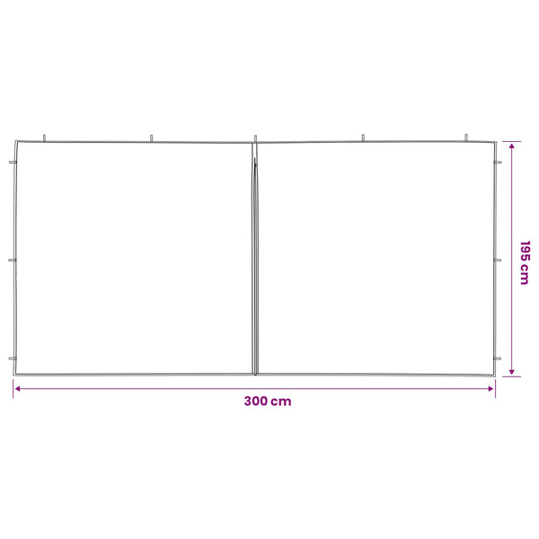 Juhlateltan sivuseinä 2 kpl 300 x 195 cm Vaaleanharmaa
