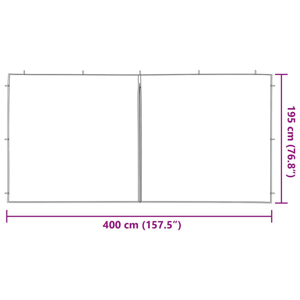 Juhlateltan sivuseinä 2 kpl 400 x 195 cm Punainen PE ja teräs
