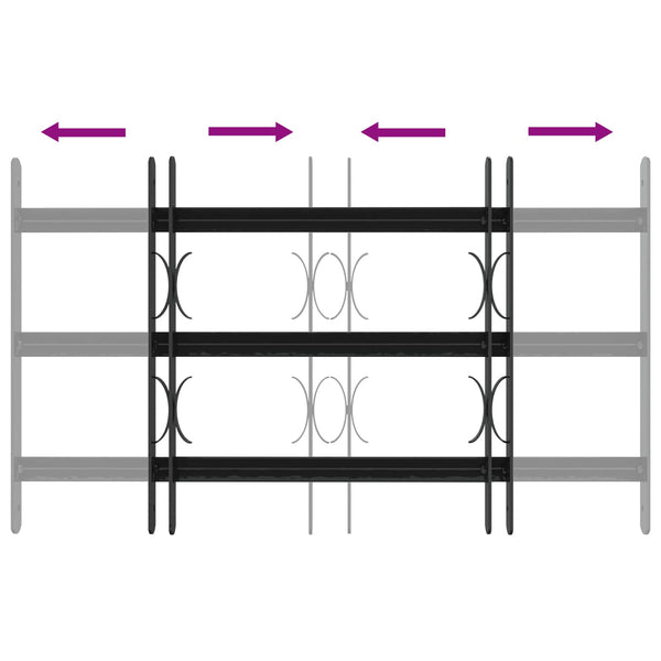 Ikkunoiden turvaverkko 3 ristikkopalkilla 3 kpl 43-74 cm