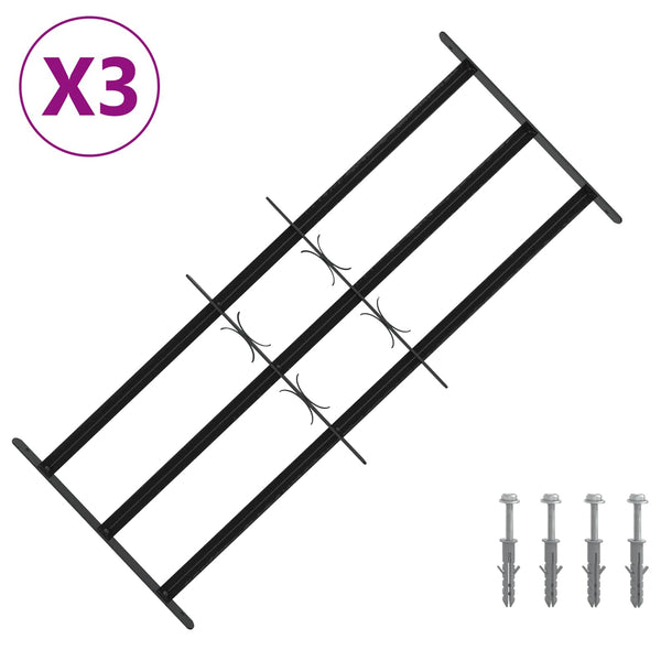 Ikkunoiden turvaverkko 3 ristikkopalkilla 3 kpl 63-114 cm