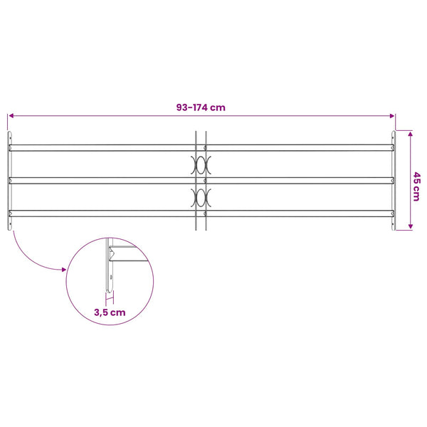 Ikkunoiden turvaverkko 3 ristikkopalkilla 3 kpl 93-174 cm