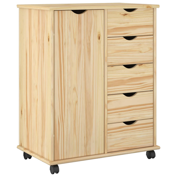 Rullaava kaappi 63,5 x 39 x 79 cm Massiivinen mänty Ruskea