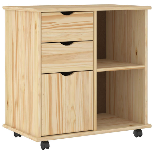 Rullaava kaappi 63,5 x 39 x 65,5 cm Massiivinen mänty Ruskea