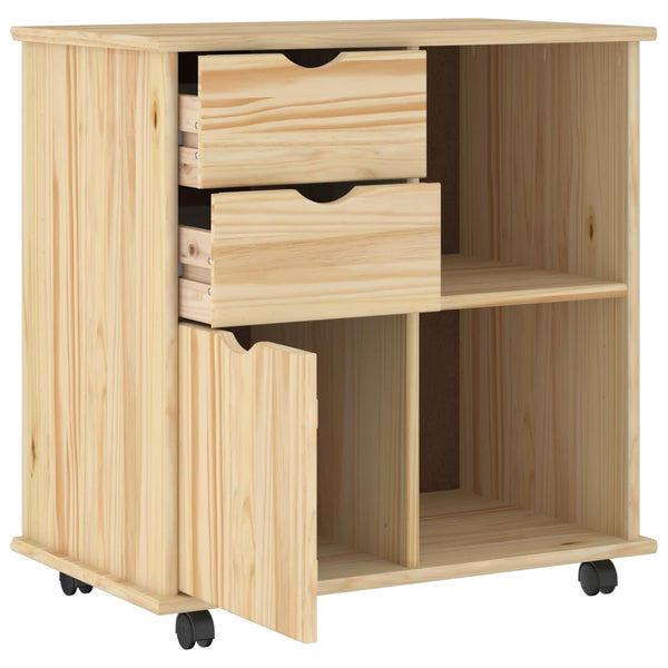 Rullaava kaappi 63,5 x 39 x 65,5 cm Massiivinen mänty Ruskea