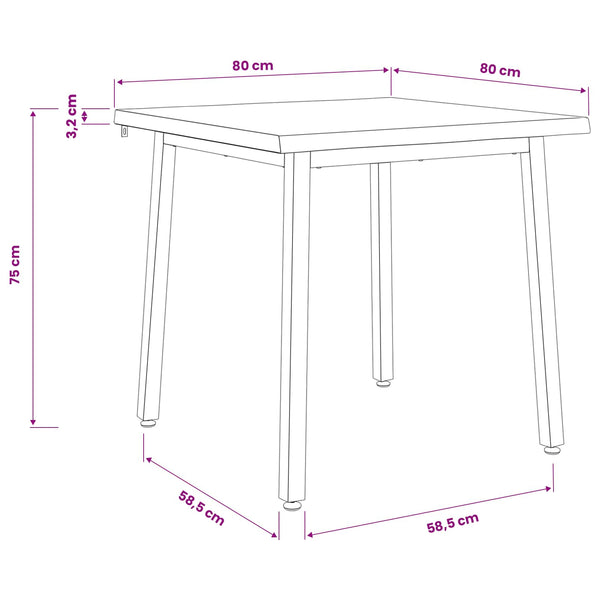 80 x 80 x 75 cm Tiheä akasiapuu Luonnollinen ja Kahvi Neliö
