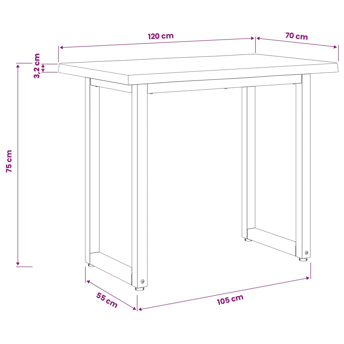 Elävä Reunakynttiläruokapöytä 120 x 70 x 75 cm Tiheä akasiapuu