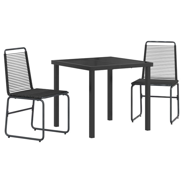 Puutarha Setti 3 kpl Musta Metalli ja rattan