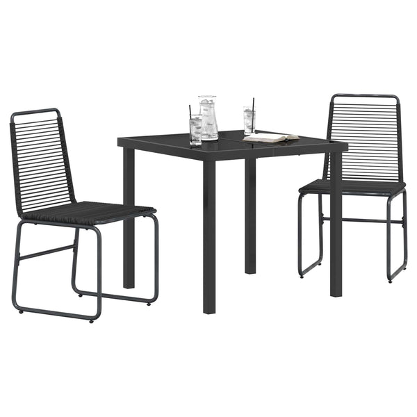 Puutarha Setti 3 kpl Musta Metalli ja rattan