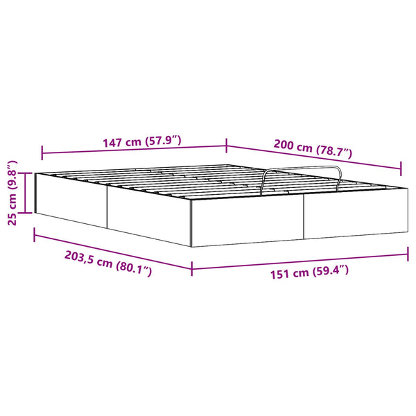 Rahi sängyn runko säilytystilalla Luonnollinen 5FT King Size