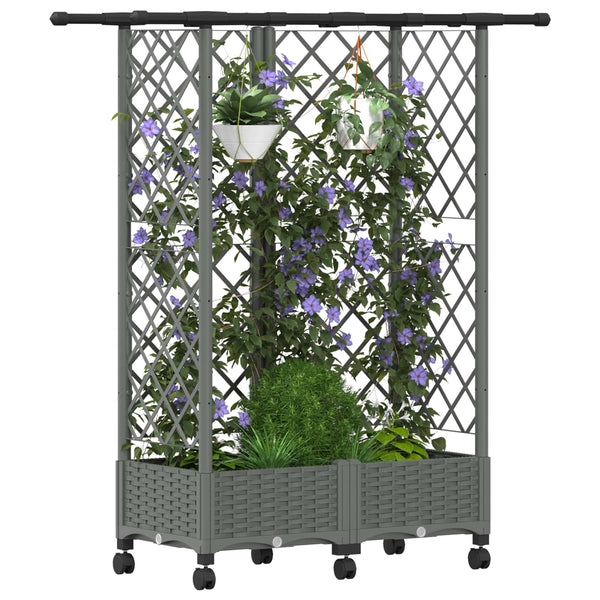 Kohotettu sänky trellisin ja katon kanssa Vaaleanharmaa PP
