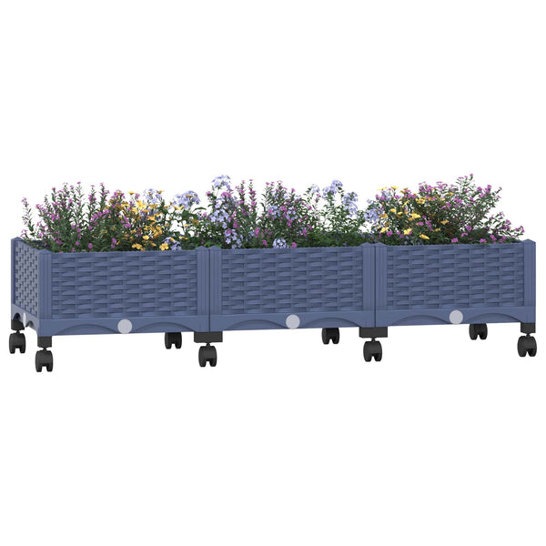 Puutarhavaltikka, jossa on pyörät Siniharmaa 120 x 40 x 29 cm