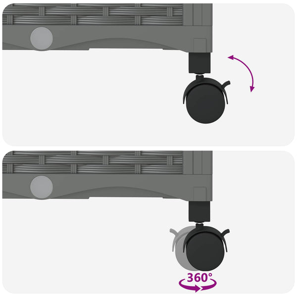 Puutarha Ruukku Kastelulla ja Pyörillä 4 kpl Vaaleanharmaa PP