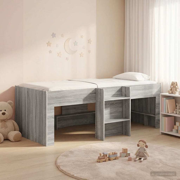 Lasten korkea sänkykehys Harmaa Sonoma 90 x 200 cm Tekninen puu