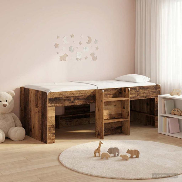 Lasten korkea sänkykehys Vanha puu 90 x 200 cm Tekninen puu