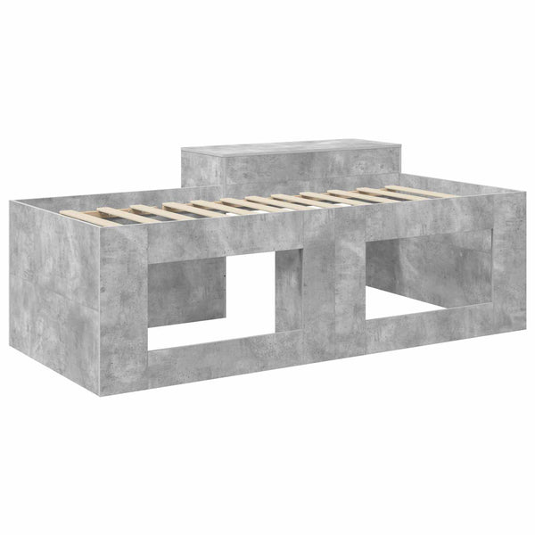 Lasten korkea sänky ja työpöytä Betoninharmaa 80 x 200 cm