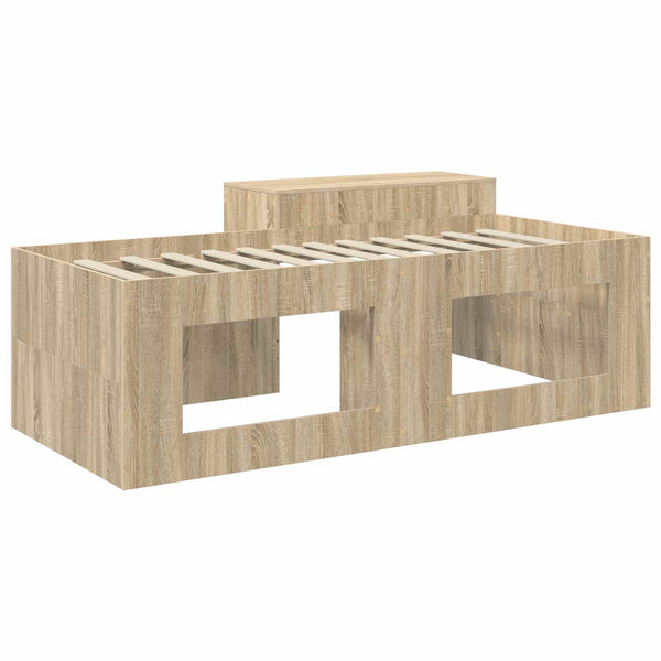 Lasten korkea sänky ja työpöytä Sonoma-tammi 90 x 200 cm