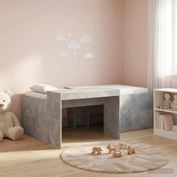 Lasten korkea sänky ja työpöytä Betoninharmaa 2FT6 Small Single