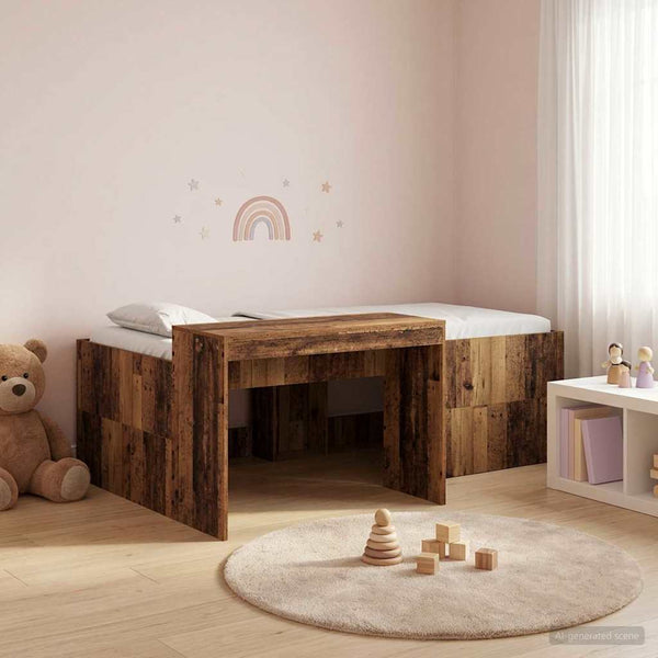 Lasten korkea sänky ja työpöytä Vanha puu 2FT6 Small Single