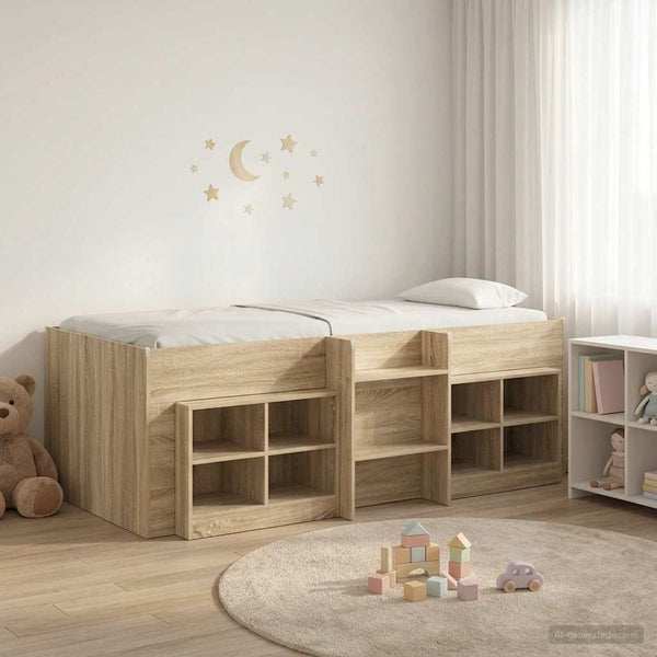 Loft-sängyn kehys kaapilla 3 kpl Sonoma-tammi Tekninen puu