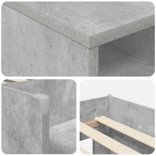 Loft-sängyn kehys kaapilla 3 kpl Betoninharmaa Tekninen puu