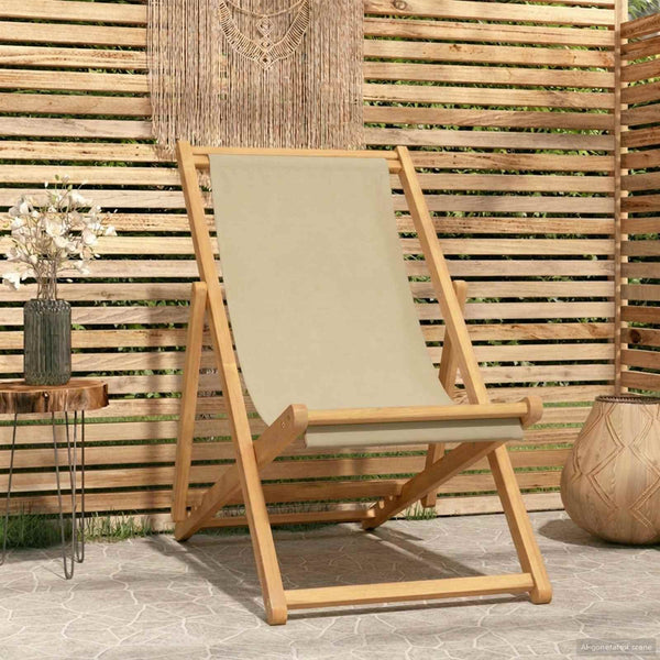 Rantatuoli Beige Tiikkipuu