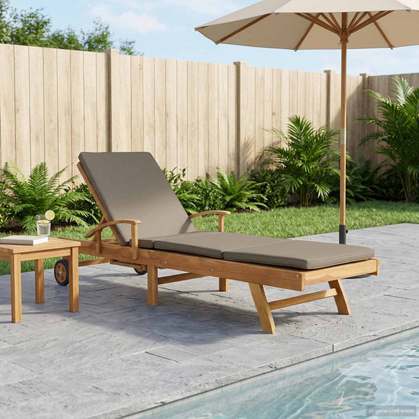 Aurinkotuoli Tyynyllä 100% polyesteria, vankka teak