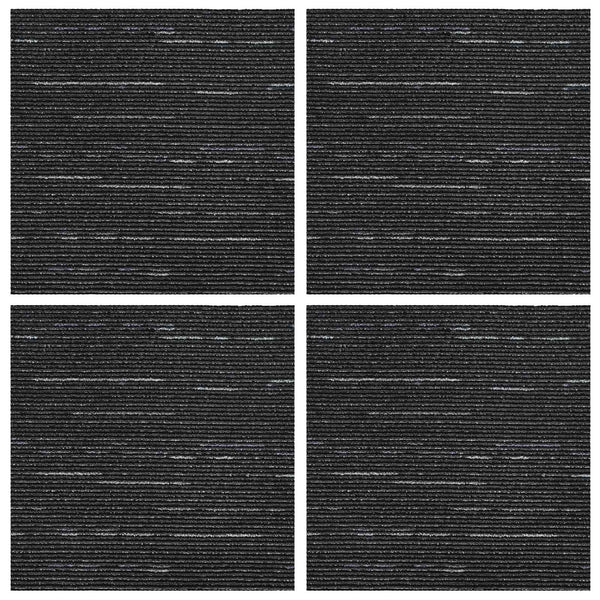 Matto laatta Raidallinen Musta 50 x 50 cm 4 kpl PP ja Bitumi