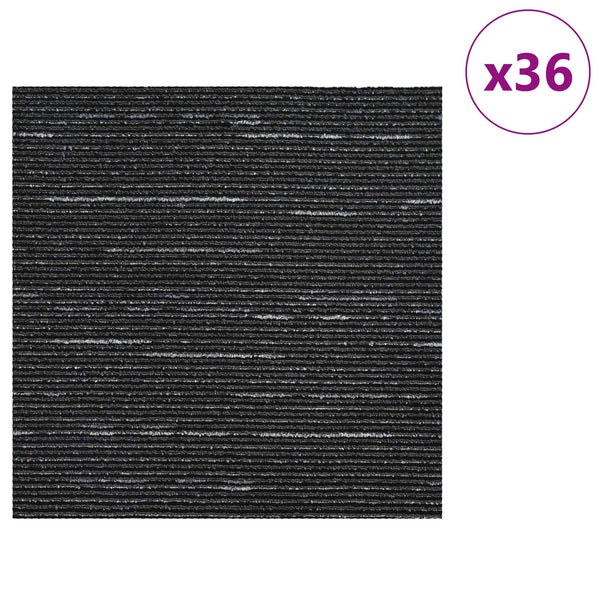Matto laatta Raidallinen Musta 50 x 50 cm 36 kpl PP ja Bitumi