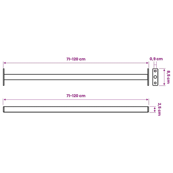 Säädettävä ikkunaturvarautio 6 kpl 710 -1200 mm Teräs Musta