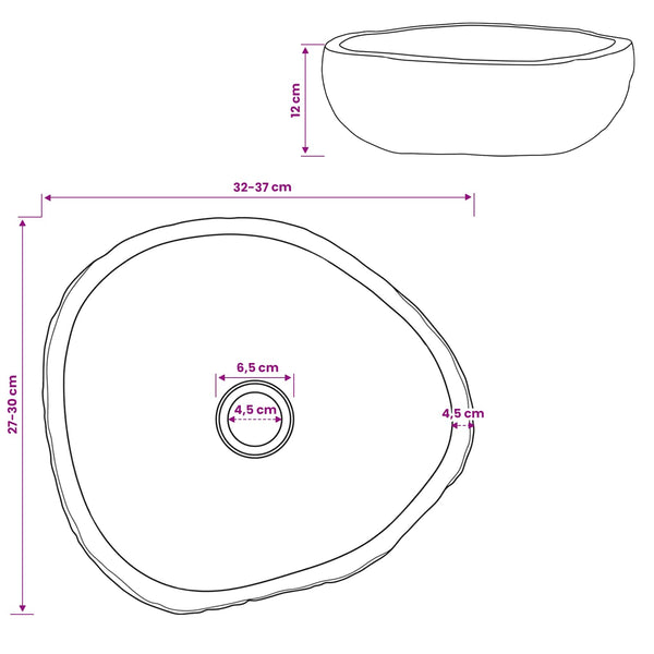 Pesuallas Ovaali Harmaa (32-37) x (27-30) x 12 cm Joenkivestä