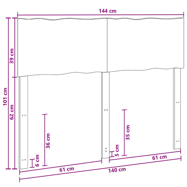 Luonnollinenreunainen sängynpääty ROSTOCK Valkopesu 140 cm