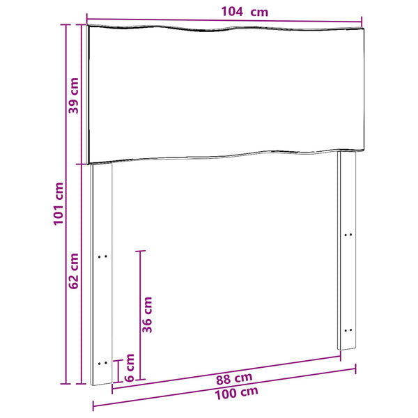 Luonnollinenreunainen sängynpääty ROSTOCK Luonnollinen 100 cm
