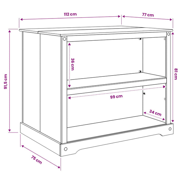 Keittiösaari Setti Hunajavaha 112 x 77 x 91,5 cm Massiivipine