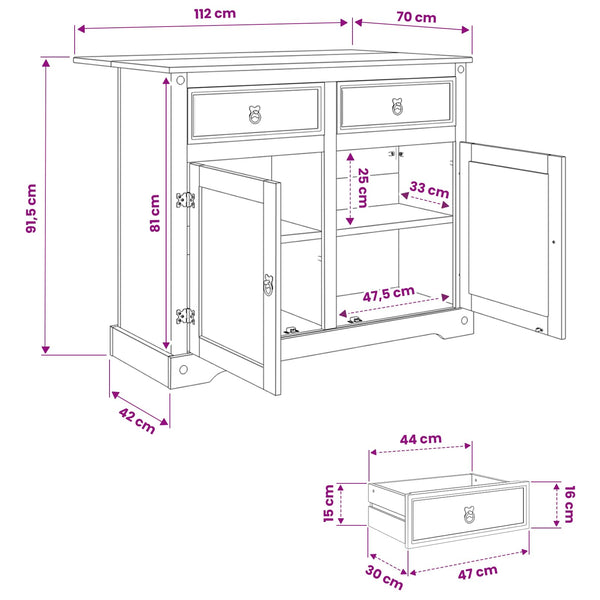 Keittiösaari Setti Hunajavaha 112 x 70 x 91,5 cm Massiivipine