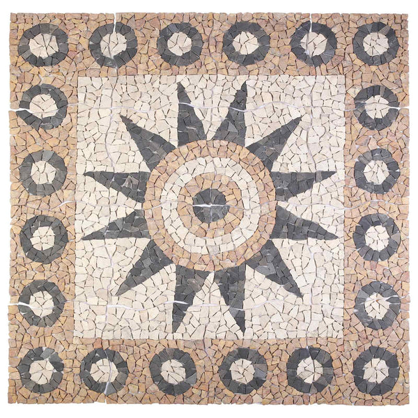 Mosaiikkilaatat kukkakuviolla Monivärinen 120 x 120 cm Marmori