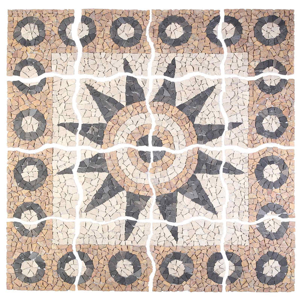 Mosaiikkilaatat kukkakuviolla Monivärinen 120 x 120 cm Marmori