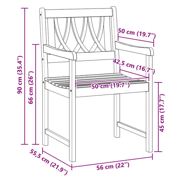 Ulkopenkki 4 pcs Luonnollinen 56 x 55,5 x 90 cm Tiheä akasiapuu