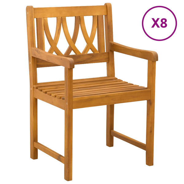 Ulkopenkki 8 pcs Luonnollinen 56 x 55,5 x 90 cm Tiheä akasiapuu