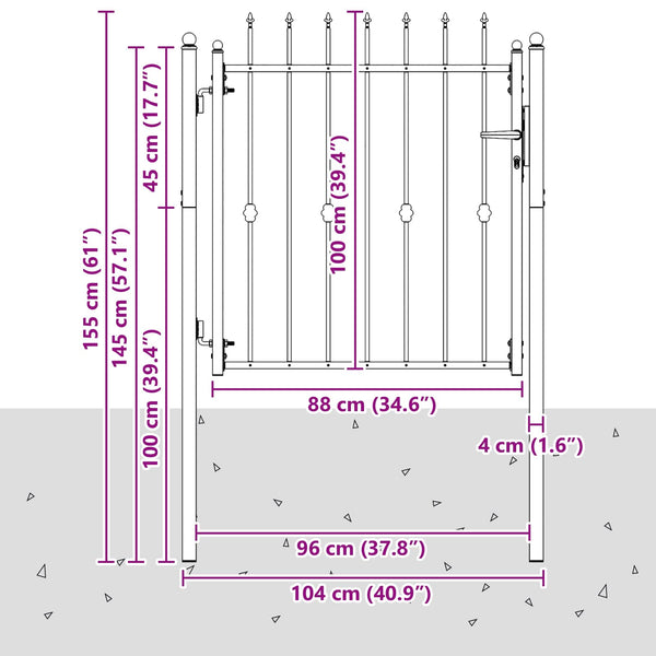 Aitausportti ASTEN 100 x 100 cm Metalli Musta Lukittava