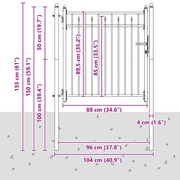 Aitausportti BAARLO 100 x 100 cm Metalli Musta Lukittava