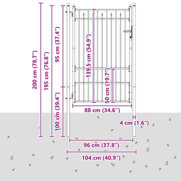 Aitausportti BAARLO 100 x 150 cm Metalli Musta Lukittava