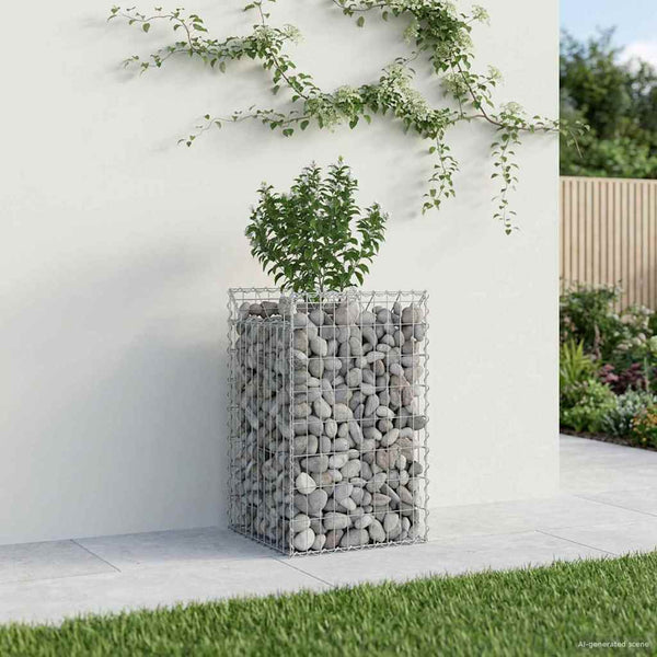 Gabion Kohotettu Peti 50 x 50 x 80 cm Galvanoitu teräs Hopea